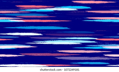 Textile Striped Vector Seamless Grunge Texture. Hand Drawn Fashion Seamless Pattern. Paint Watercolor Style Stripes. Cloth, Linen, Textile Print Design Background.