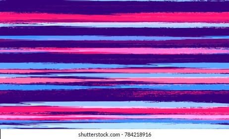 Textile Striped Vector Seamless Grunge Texture. Paintbrush Lines Seamless Pattern. Holiday, Summer Watercolor Texture. Fabric, Fashion Print Design Pattern.