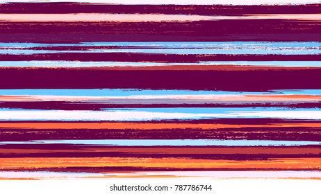 Textile Striped Vector Seamless Grunge Texture. Hand Painted Fashion Seamless Pattern. Holiday, Summer Watercolor Texture. Cloth, Linen, Textile Print Design Pattern.