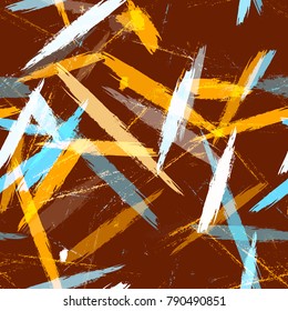 Textile Striped Vector Seamless Grunge Texture. Hand Painted Fashion Seamless Pattern. Painted Watercolor Style Texture. Advertising, Cover Print Design Pattern.