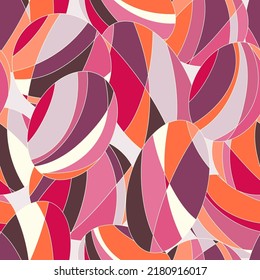 Textil- und Oberflächendesign mit altmodischem, handgezeichnet geometrischem DruckVektor nostalgischer Retro 60er-Groovy-Druck. Vintage abstrakter Hintergrund. Psychedelisches, nahtloses Muster.
