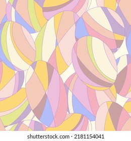 Textile and surface design with old fashioned hand drawn geometric printVector nostalgic retro 60s groovy print. Vintage abstract background. Hippie psychedelic seamless pattern.