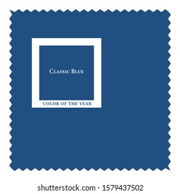 Textile swatch in classic blue color of the year 2020. Vector illustration.