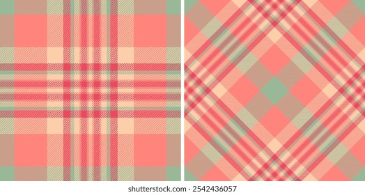 Textile tartan background of plaid pattern texture with a vector seamless check fabric. Set in christmas colours. Stylish festive outfits for special occasions.