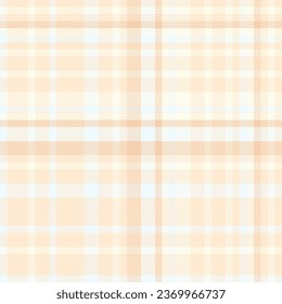 Fondo de tartán textil de textura transparente sin soldadura con un tejido vectorial de tela plaid en almendras blandas y colores de látigo de papaya.