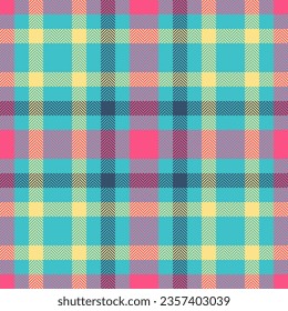 Textil-Tartan Hintergrund der Vektorstruktur Muster mit einer nahtlosen Stoffkontrolle in türkisen und gelben Farben.