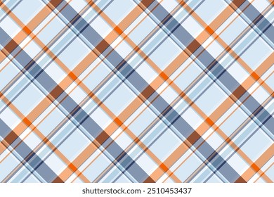 Textile tartan check of pattern fabric texture with a seamless vector background plaid in orange and light colors.