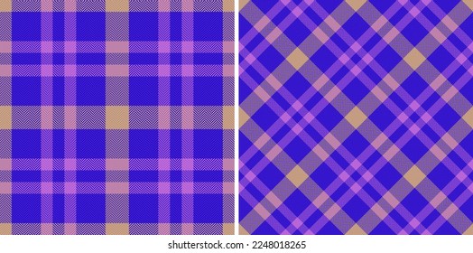 Textile tartan fabric. Plaid pattern seamless. Check vector texture background in set.