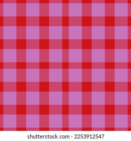 Textile tartan plaid. Pattern check fabric. Seamless vector texture background in red and pink colors.