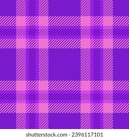 Textil tartán textil del patrón de verificación de fondo con un vector de tela sin costura en color púrpura y violeta.