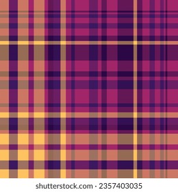 Textile tartan texture of fabric pattern plaid with a seamless vector check background in pink and amber colors.