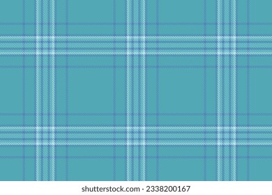 Textile tartan vector of seamless fabric plaid with a background check texture pattern in cyan and light colors.