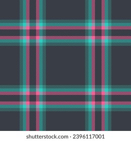 Textiler Tartan Vektor von Textur Scheck Gewebe mit einem nahtlosen plafarbenen Muster Hintergrund in dunklen und Teal-Farben.