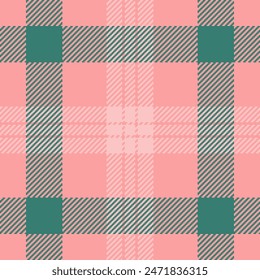 Textile texture check of plaid background tartan with a pattern vector fabric seamless in red and teal colors.