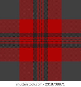 Textile texture pattern of background tartan fabric with a check plaid seamless vector in grey and red colors.