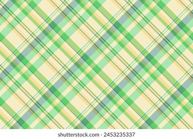 Textile texture pattern of vector seamless check with a tartan fabric plaid background in light and green colors.