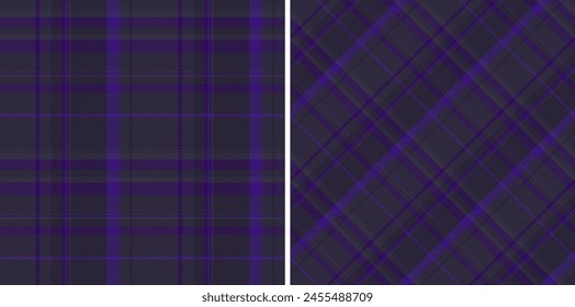 Textile texture plaid of check background vector with a fabric seamless tartan pattern. Set in dark colours for stylish scarves for women.