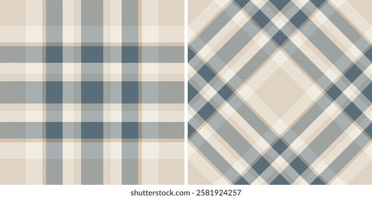 Textile texture plaid of seamless fabric pattern with a check tartan background vector. Set in popular colours for greeting card designs.