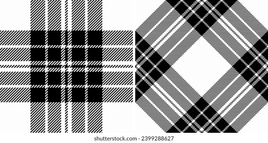 Textile texture plaid of tartan vector background with a check seamless fabric pattern. Set in monochrome colors for stylish picture ideas for fashion inspiration.