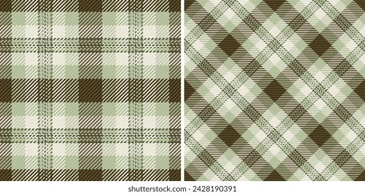 Textile texture plaid of vector check fabric with a seamless tartan pattern background. Set in nature colours for book cover design ideas.