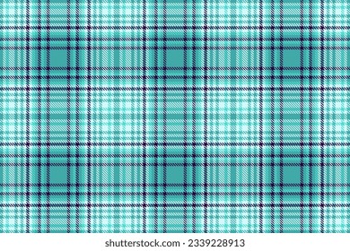 Textile texture tartan of seamless check plaid with a pattern vector background fabric in soft teal and light colors.