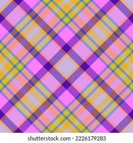 Textile texture tartan. Vector plaid background. Seamless pattern check fabric in violet and pink colors.