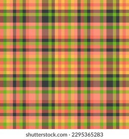 Textile texture vector. Check tartan fabric. Background plaid pattern seamless in red and green colors.