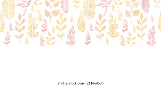 Textile textured fall leaves horizontal seamless pattern background