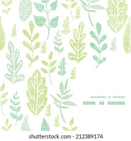 Textile textured spring leaves frame corner pattern background