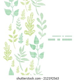 Textile textured spring leaves vertical frame seamless pattern background