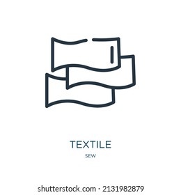 Textil-Dünnliniensymbol. Stoff, Label linearen Symbolen aus Nähkonzept isolierte Umrisszeichen. Vektorgrafik-Symbol-Element für Webdesign und Apps.