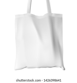 Textile tote bag for shopping mockup. Vector illustration. Can be use for your design. EPS10.	