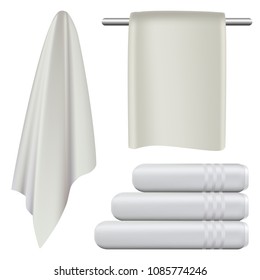 Textile Towel Mockup Set. Realistic Illustration Of 4 Textile Towel Mockups For Web