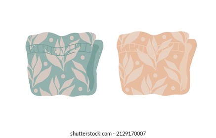 Textile towels for home or salon spa and bathroom. Vector isolated colorful element.