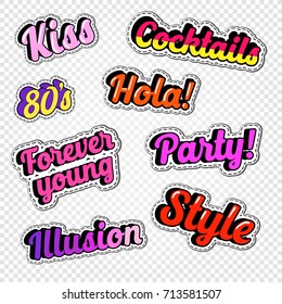 Textile Trendy Fashion Quotes. Badges with Texts for Embroidery. Vector illustration