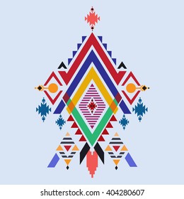 Textile vector Aztec mix geometric with light blue color background