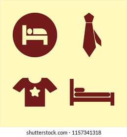 textile vector icons set. with bed, tie and t shirt star in set