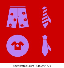 textile vector icons set. with tie, t shirt star and shorts in set
