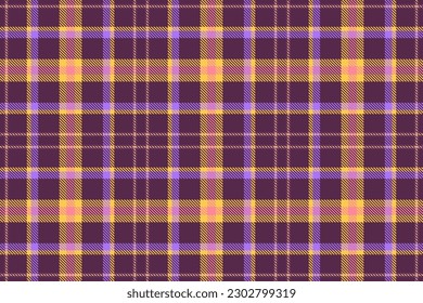 Patrón vectorial textil. El tartán de plástico no tiene fisuras. El fondo de tela de verificación de textura en colores violeta y violeta.