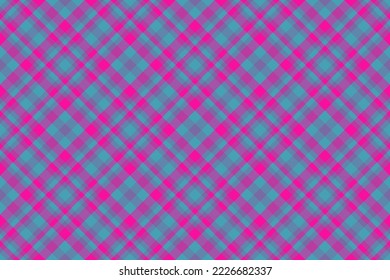 Textile vector plaid. Fabric seamless background. Check tartan texture pattern in bright and blue colors.