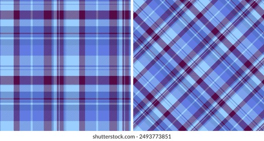 Textile vector tartan of background check seamless with a pattern plaid fabric texture. Set in sea colours in stylish wrapping options for gifts.