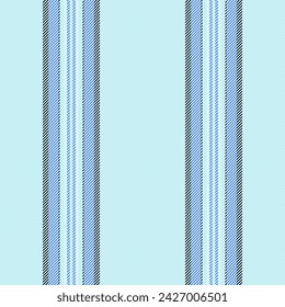 Vector textil vertical de textura de líneas de tela con un patrón sin fisuras de fondo de rayas en colores claros y azules.