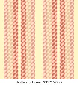 Textile vertical pattern of stripe seamless texture with a fabric lines background vector in lemon chiffon and red colors.