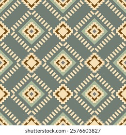 Textile or wallpaper pattern. The pattern is made out of geometric shapes. You can use it to decorate a living space or in handicrafts.