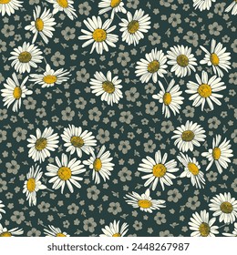 Textile and wallpaper patterns. Working with vector illustrations for printing. Daisy floral prints.