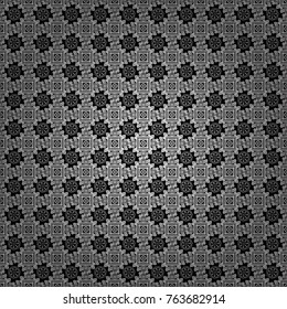 For textile, wallpaper, wrapping paper. Hand drawn seamless pattern. Ethnic theme. Vector tribal design in gray, black and white colors. Zigzag and stripe line, rhombus and tiles.