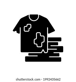 Textile Waste Black Glyph Icon. Clothing, Footwear. Fashion And Textile Industry Refuse. Post-consumer Waste. Clothing Production. Silhouette Symbol On White Space. Vector Isolated Illustration