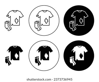 Textile waste icon set. recycle clothes vector symbol. old cloth sign in black filled and outlined style.