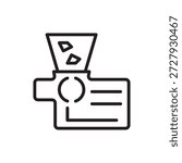Textile waste shredder icon symbolizing circular fashion and fabric recycling, representing garment reclaiming, textile fiber shredding, sustainable apparel manufacturing, and waste reduction systems.