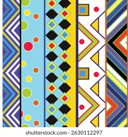Textile-appropriate metering pattern consisting of geometric (line-square-triangle) objects